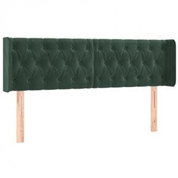 Cabecero de Terciopelo Verde Oscuro con Orejas 163x16x78/88 cm
