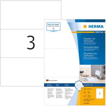 Etiquetas HERMA 4664, perforadas, blancas, 210x99 mm, pack de 300 unidades