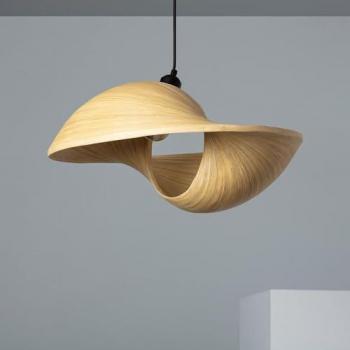 Lámpara Colgante de Bambú Shuka Acacia con Tejido Negro ILUZZIA para Decoración de Salón y Dormitorio