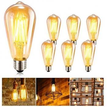 Vintage Edison Bombilla GolWof Bombillas Edison 6W, 220V, E27 para Lluminación y Decoración