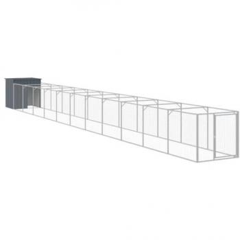 vidaXL Dog House with Run Anthracite 110x1221x110 cm Galvanised Steel