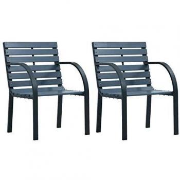 vidaXL Garden Chairs 2 pcs Grey Wood