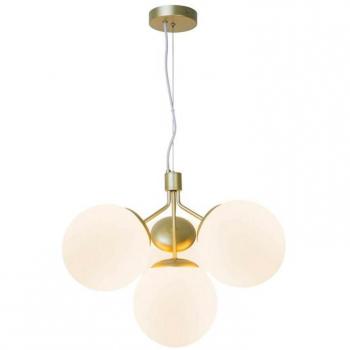 Lámpara colgante Nordlux Ivona 4x E27 Latón - Metal | Max. 28W, diseño nórdico elegante con 4 bolas de cristal blanco