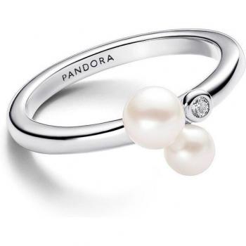 Pandora Women's Silver Duo Freshwater Cultured Pearl Ring 193156C01
