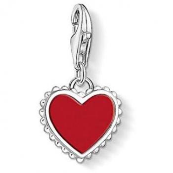 Abalorio Charm Thomas Sabo Corazón Rojo con Puntos Filigrana en Plata de Ley 925