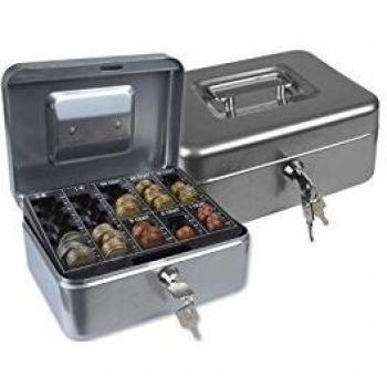 Q-Connect - Caja Caudales 8 200X160X90 Mm Plata Con Portamonedas