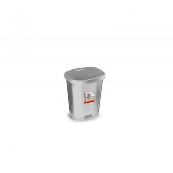 Cubo de Basura Plasticforte con Pedal y Tapa 18 Litros Plástico Color Plata 330x280x405 mm