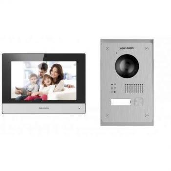 Hikvision DS-KIS703-P Video Intercom - Juego de 2 cables con estación interior y estación de puerta