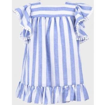 Vestido de bebé niña a rayas de algodón azul
