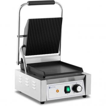 Tostadora eléctrica profesional para panini con plancha estriada y lisa, 1800 vatios, acero inoxidable