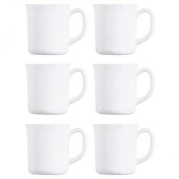 Taza Opal Arcoroc Trianon 29CL Blanca Brillante - 6 Unidades, Ecológica, Higiénica y Extra Resistente