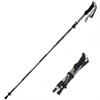 yahill® 1 pc ajustable (42 -50) luz peso carbono/aluminio plegable Bastones de Senderismo, para TRAIL RUNNING escalada senderismo viajes trekking senderismo EXPEDITION, Negro, negro