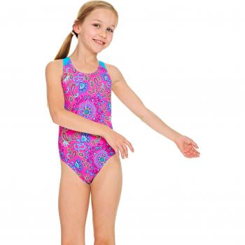 Zoggs - Bañador para niña con Espalda Cruzada, niña, 505218326, Pink/Multi-Colour, 6-7 años