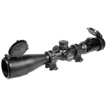 UTG 3-12x44 AO SWAT Accushot Rifle Scope, EZ-TAP, Illuminated Mil-Dot Reticle, 1/4 MOA, 30mm Tube, See-Thru Weaver Rings