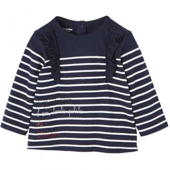 VERTBAUDET Camiseta bebé niña a Rayas I Am Toute Petite Azul Oscuro a Rayas 6-9 Meses, 71CM