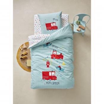 Vertbaudet sábana bajera infantil Pin Pon Pin, algodón, blanco estampado