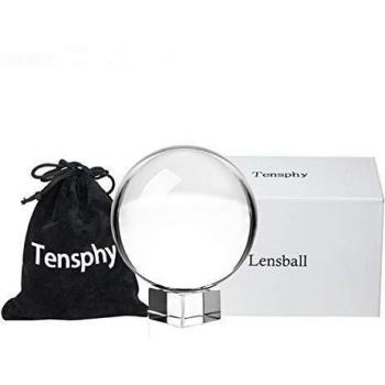 Tensphy K9 Bola de Cristal con Soporte Pulgadas Claro Decoración de Arte K9 Cristal Apuntalar para Fotografía Decoración