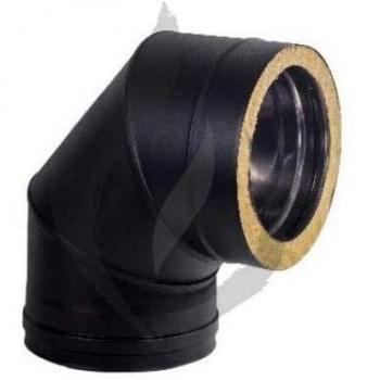 CODO DOBLE PARED EXOJO PARA ESTUFA VITRIFICADO NEGRO