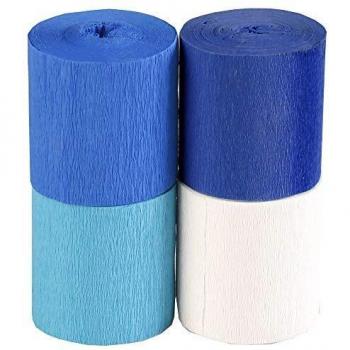 Paquete de 4 Rollos de Papel Crepé Clairefontaine 5cm x 10m - Colores Azules