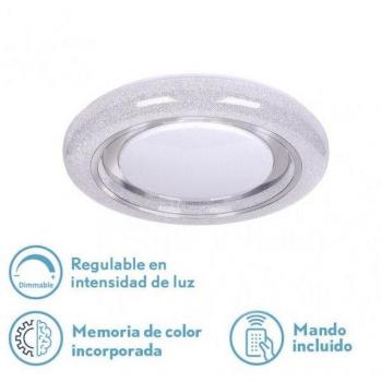Plafón LED FABRILAMP Rune Blanco Cromo 48W Regulable con Mando a Distancia, Memoria de Intensidad y Efecto Cielo Estrellado
