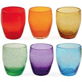Villa D'Este Acapulco Juego de 6 Vasos de Agua, de Cristal, Multicolor, 10cm, Diámetro 9cm