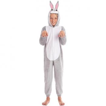 Disfraz de Conejo o Liebre gris y blanco para niños