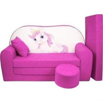 Juego de sofá cama para niños - colchón de invitados - sofá - 170 x 100 x 8 - sofá cama - rosa - caballo