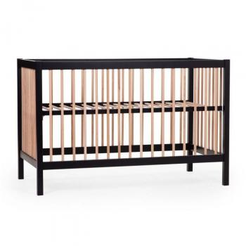 Cuna 97 cm Negra/Natural 60x120 cm con Barrotes CHILD HOME