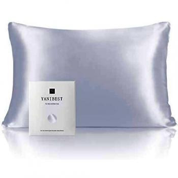 YANIBEST Funda de Almohada Seda Pelo Rizado y Piel, 22 Momme 100% Seda de Morera Ambos Lados Antiarrugas con Cremallera Oculta, 1 Unidad