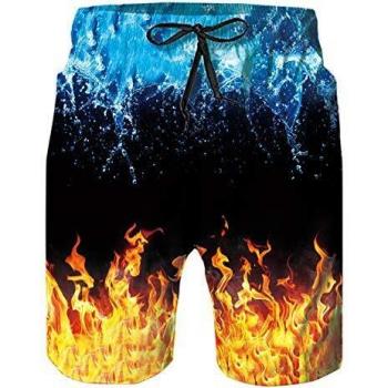 Fuego Bañador para Hombre Deporte Secado Rápido Bañadores Natación Surf Calzoncillos Hawaiano Secado rápido Suave Cortocircuitos De La Playa M