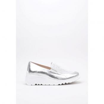 Mocasín Mujer Wonders E-6722 Plata - Tacones Medios 39