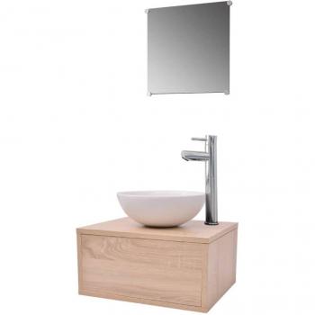 Conjunto de muebles de baño 3 piezas marrón madera roble multicapa