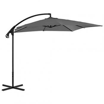 vidaXL Sombrilla Voladiza Palo Acero 250x250 Antracita Parasol Paraguas Jardín