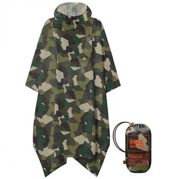 Mac in a Sac Origin 2 Camo Poncho - Packable Waterproof Cape for Men & Women - Lightweight, Windproof & Breathable Rain Jacket with Hood & Cycle Wrist Straps - Green Camo
