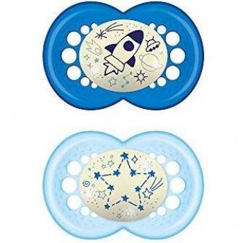 MAM Original Night Silicone Pacifier 16+ Months Double Pack Blue