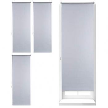 Set de 4 Estores Opacos Térmicos Enrollables Sin Taladrar con Cadena, 60x160 cm, Blanco