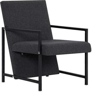 SengentoStyle Fauteuil met chromen poten stof donkergrijs