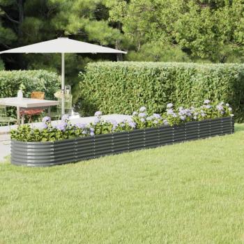 vidaXL Garden Raised Bed Powder-Coated Steel 512x80x36 cm Grey