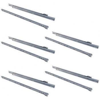 EMUCA - Guías correderas para cajones 550mm con extracción Parcial Color Gris Metalizado, Lote de 5 guías para cajones