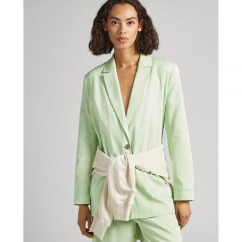 Pepe Jeans Mirta Americana Verde para Mujer con Tejido de Sarga y Forro Interior Jacquard