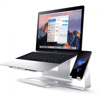 Soporte de Aluminio para Laptop&Soporte de Magnesio-Aluminio Ajustable para Teléfono |Soporte de Escritorio Liberador de Espacio para Todos los MacBook, Silver