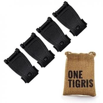 OneTigris, 4 paquete Molle táctico mochila Clip de hebilla de correa, hebilla de conexión para al aire libre mochila Molle, negro, 2.09 * 1.18 * 0.43 in