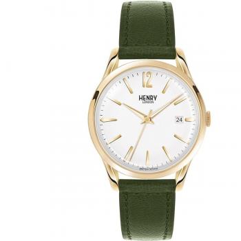 Henry London Reloj Analógico Unisex de Cuarzo con Correa en Cuero HL39-S-0098, Diámetro de 39 mm