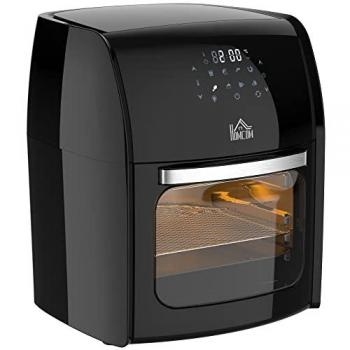 HOMCOM Freidora de Aire 3 en 1 12L 1800W Horno de Aire Deshidratador con 8 Programas Función de Iluminación Pantalla Digital Ventana Visual 35x33,5