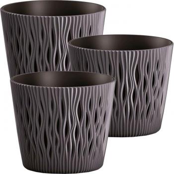 WellHome 3x maceta redonda de plástico sandy round color antracita