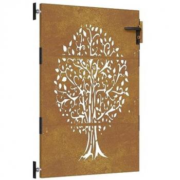 vidaXL Garden Gate 85x125 cm Corten Steel Tree Design - Garden Gate, Dimensions: 85x125 cm, Material: Corten Steel, Design: Tree Pattern
