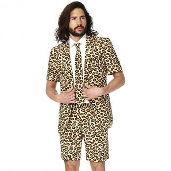 OppoSuits The Jag Summer Slim-Fit Short Sleeve Suit & Tie Set for Men (Size 50 EU)