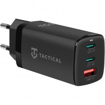 Cargador Rápido Táctico FlashBang GaN 65W, 2xUSB-C + USB-A, Negro