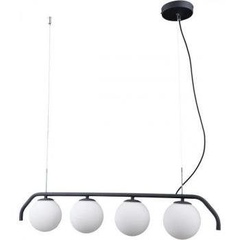 Lámpara colgante moderna Carimi Negro satinado 4 luces con pantalla blanca, G9