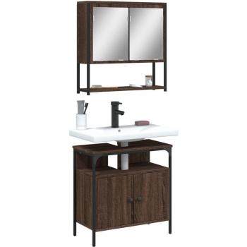Conjunto de muebles de baño 2 piezas marrón madera roble multicapa
